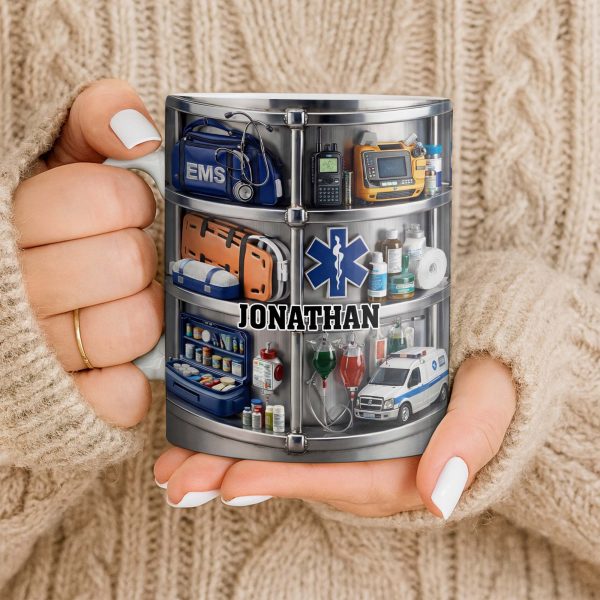 Celebrate Everyday Heroes With EMS Tools And Ambulance - Personalized Custom Coffee Mug - JBS122_MG