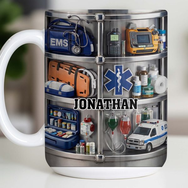 Celebrate Everyday Heroes With EMS Tools And Ambulance - Personalized Custom Coffee Mug - JBS122_MG