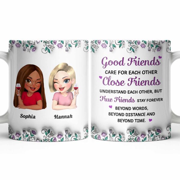 Celebrate Friendship With Personalized Coffee Mug Featuring Stylish Flowers - Personalized Custom Coffee Mug - BST525_MG