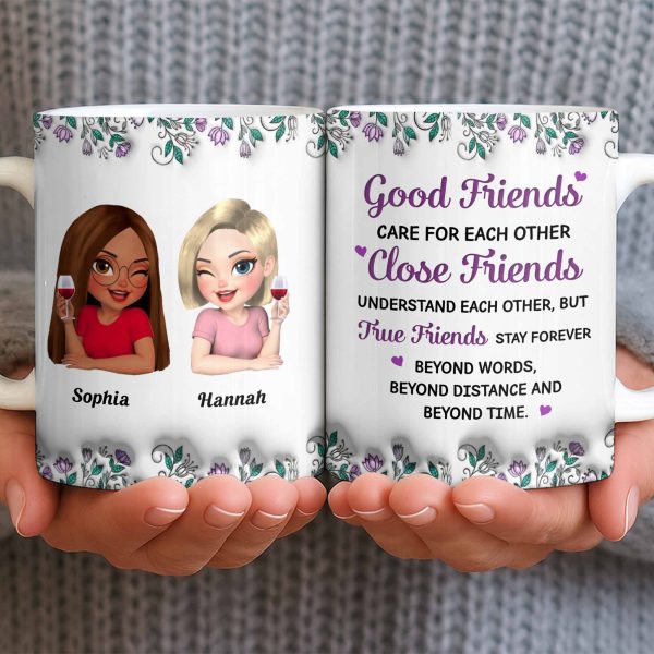 Celebrate Friendship With Personalized Coffee Mug Featuring Stylish Flowers - Personalized Custom Coffee Mug - BST525_MG
