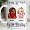 Celebrate Friendship With Personalized Coffee Mug Featuring Stylish Flowers - Personalized Custom Coffee Mug - BST525_MG