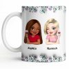 Celebrate Friendship With Personalized Coffee Mug Featuring Stylish Flowers - Personalized Custom Coffee Mug - BST525_MG