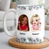 Celebrate Friendship With Personalized Coffee Mug Featuring Stylish Flowers - Personalized Custom Coffee Mug - BST525_MG