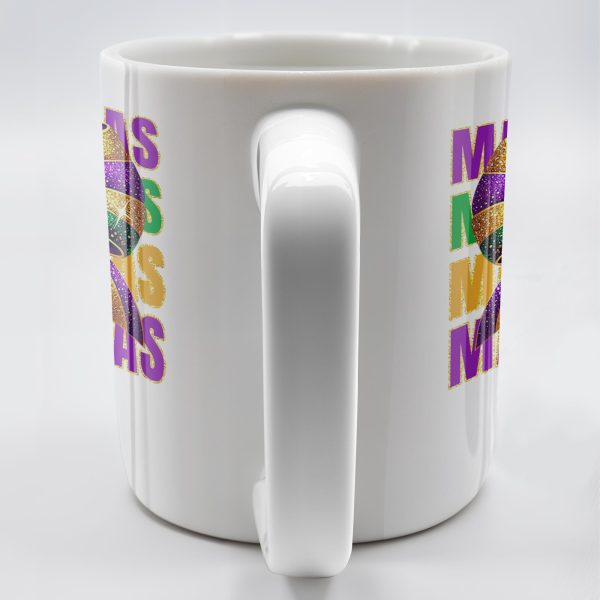 Celebrate Mardi Gras With Festive Bow Design - Personalized Custom Coffee Mug - FAM266_MG
