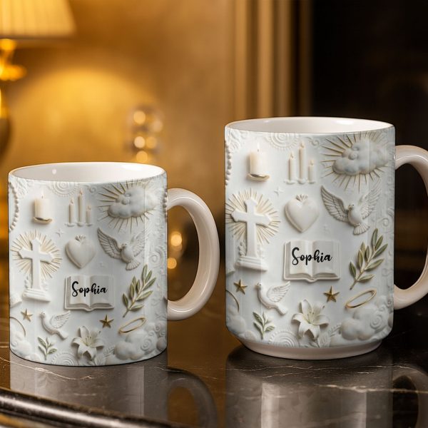 Celebrate Spirituality With Symbols Of Faith Including Cross And Dove - Personalized Custom Coffee Mug - FTH124_MG