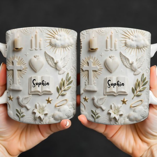 Celebrate Spirituality With Symbols Of Faith Including Cross And Dove - Personalized Custom Coffee Mug - FTH124_MG