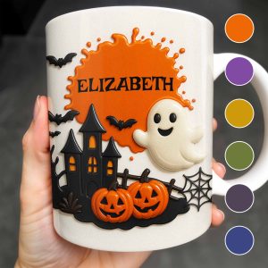 Celebrate Spooky Fun With Our Friendly Ghost And Haunted House - Personalized Custom Coffee Mug - HALW060_MG