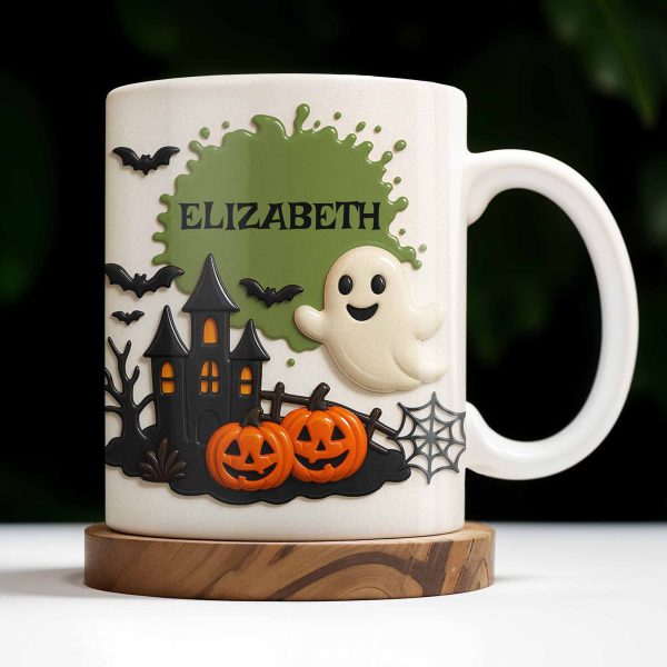 Celebrate Spooky Fun With Our Friendly Ghost And Haunted House - Personalized Custom Coffee Mug - HALW060_MG