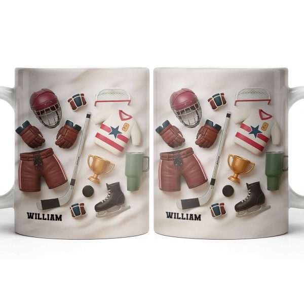 Celebrate Sports With Hockey Helmet and Boxing Gloves - Personalized Custom Coffee Mug - SPORT071_MG