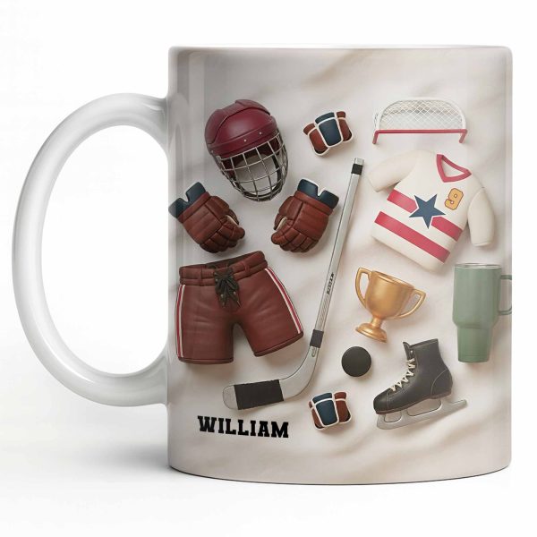 Celebrate Sports With Hockey Helmet and Boxing Gloves - Personalized Custom Coffee Mug - SPORT071_MG