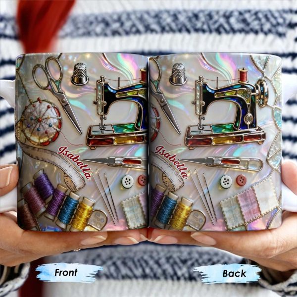 Celebrate The Art Of Crafting With Essential Sewing Tools Design - Personalized Custom Coffee Mug - JBS043_MG