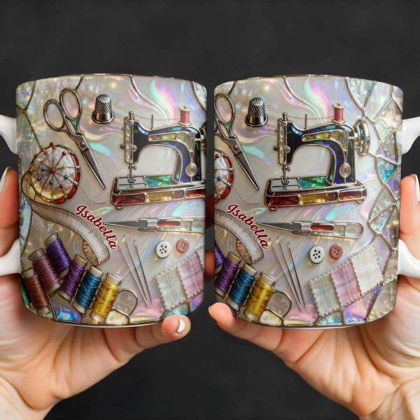 Celebrate The Art Of Crafting With Essential Sewing Tools Design - Personalized Custom Coffee Mug - JBS043_MG