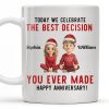 Celebrate The Best Decision, Happy Anniversary With Santa Hats - Personalized Custom Coffee Mug - CPL660_MG