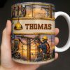 Celebrate The Hardworking Lineman, Utility Pole Design - Personalized Custom Coffee Mug - JBS106_MG