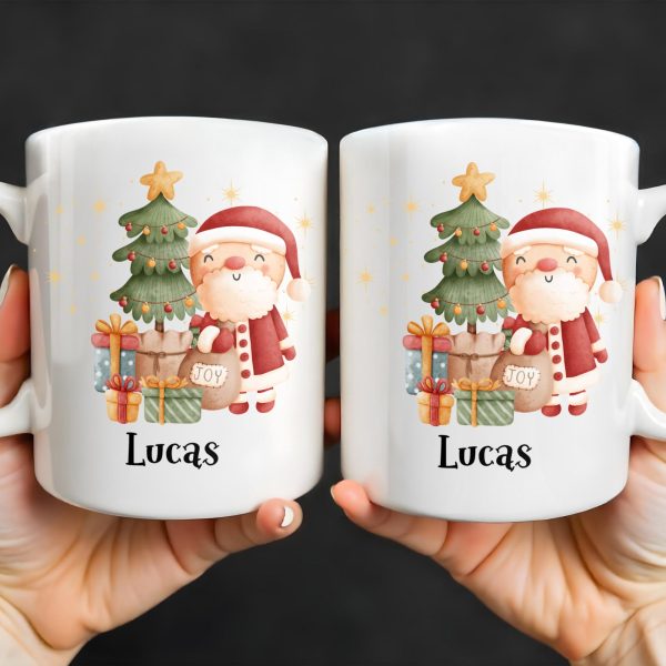 Celebrate The Joy Of The Holiday Season With Santa And Christmas Tree - Personalized Custom Coffee Mug - KID482_MG