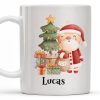 Celebrate The Joy Of The Holiday Season With Santa And Christmas Tree - Personalized Custom Coffee Mug - KID482_MG