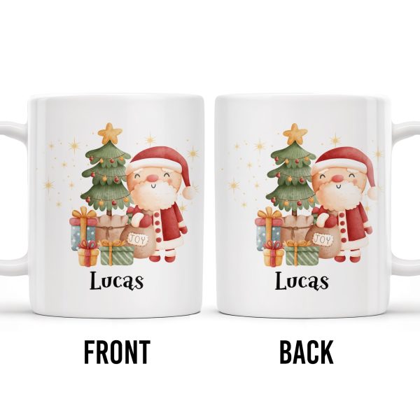 Celebrate The Joy Of The Holiday Season With Santa And Christmas Tree - Personalized Custom Coffee Mug - KID482_MG