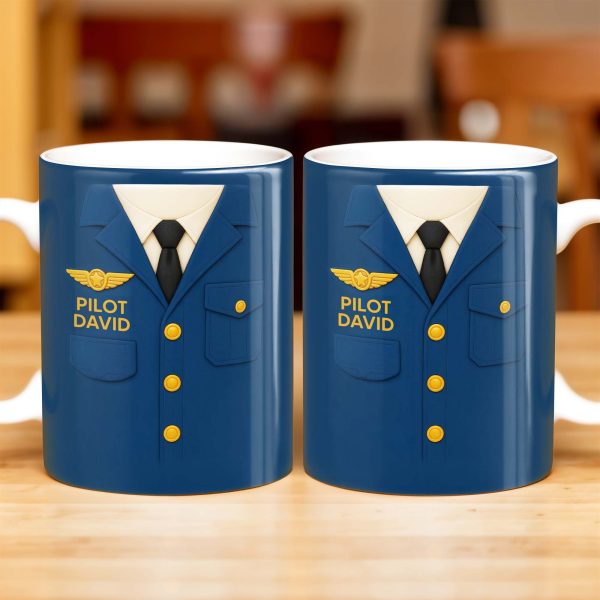 Celebrate The Love For Aviation With This Custom Pilot Uniform Design, Wings Badge - Personalized Custom Coffee Mug - OFC004_MG