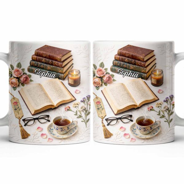 Celebrate The Love For Reading With Books And A Cozy Scene - Personalized Custom Coffee Mug - BLV081_MG