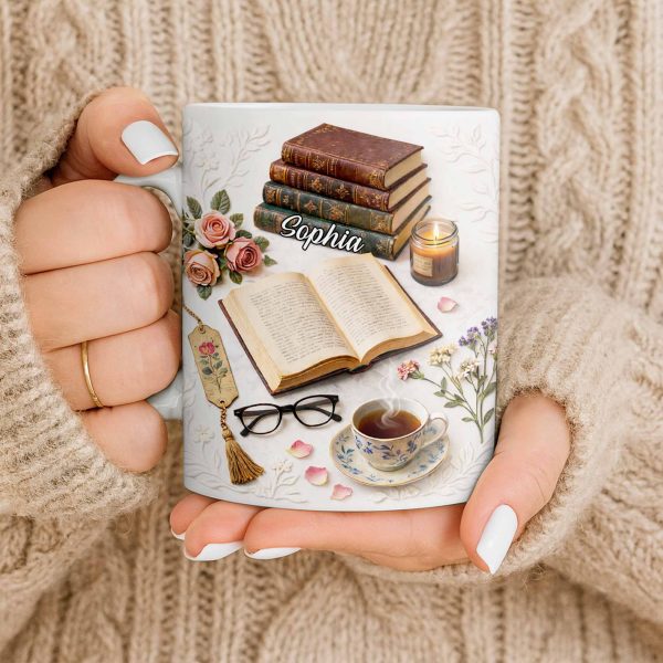 Celebrate The Love For Reading With Books And A Cozy Scene - Personalized Custom Coffee Mug - BLV081_MG