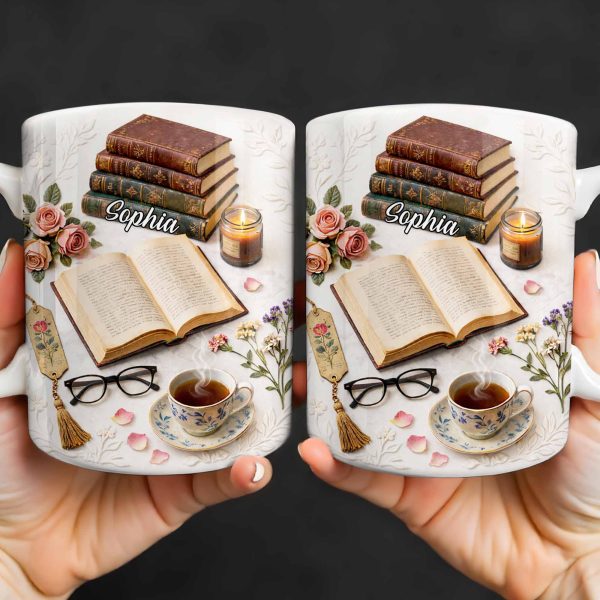 Celebrate The Love For Reading With Books And A Cozy Scene - Personalized Custom Coffee Mug - BLV081_MG