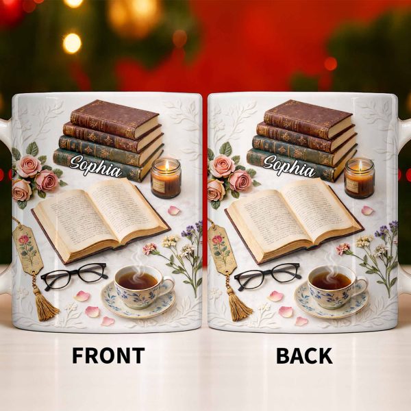Celebrate The Love For Reading With Books And A Cozy Scene - Personalized Custom Coffee Mug - BLV081_MG