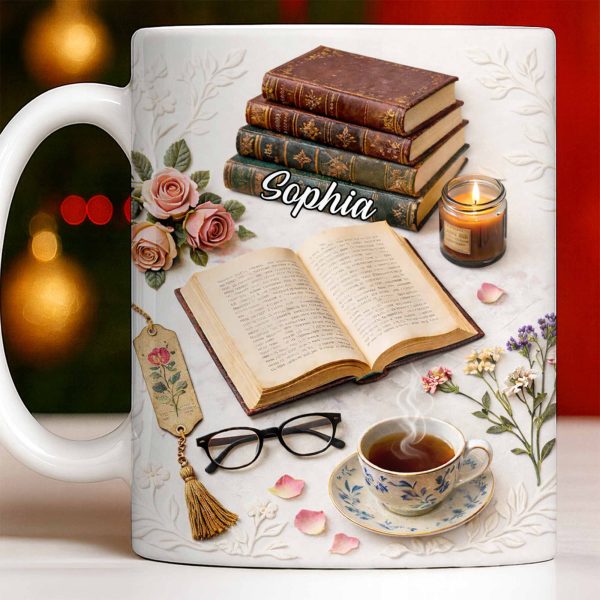 Celebrate The Love For Reading With Books And A Cozy Scene - Personalized Custom Coffee Mug - BLV081_MG