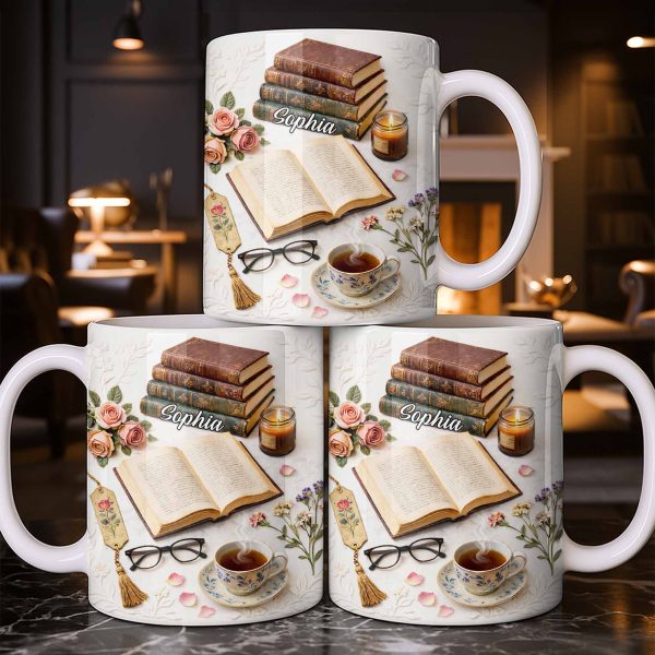 Celebrate The Love For Reading With Books And A Cozy Scene - Personalized Custom Coffee Mug - BLV081_MG