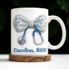 Celebrate Those Who Care, Floral Bow and Stethoscope - Personalized Custom Coffee Mug - NUR007_MG