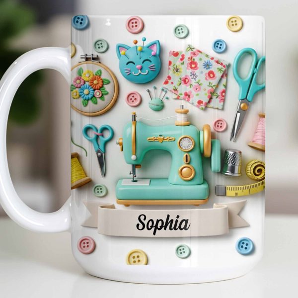 Celebrate Your Crafting Skills with Sewing Essentials Design - Personalized Custom Coffee Mug - HOB026_MG