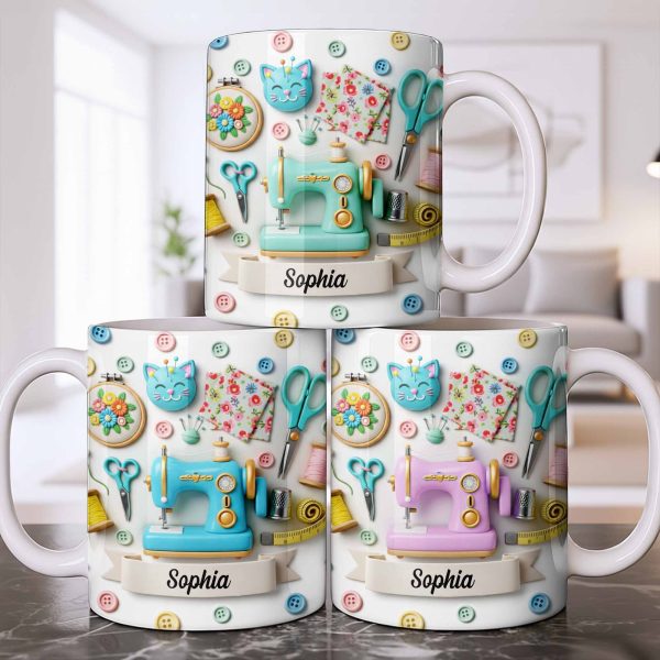 Celebrate Your Crafting Skills with Sewing Essentials Design - Personalized Custom Coffee Mug - HOB026_MG