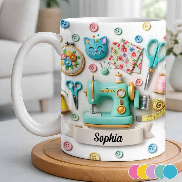Celebrate Your Crafting Skills with Sewing Essentials Design - Personalized Custom Coffee Mug - HOB026_MG