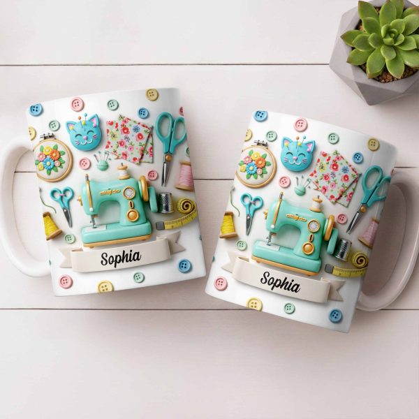 Celebrate Your Crafting Skills with Sewing Essentials Design - Personalized Custom Coffee Mug - HOB026_MG