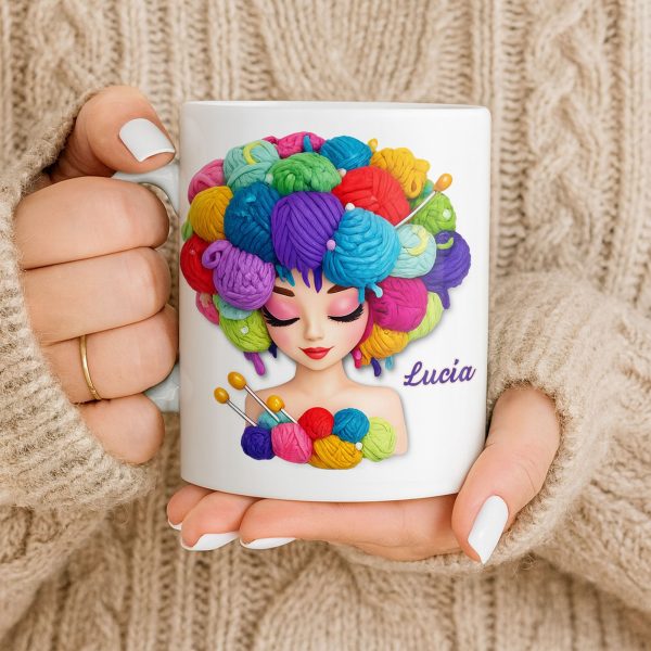 Celebrate Your Creative Spirit with Colorful Yarn and Needles - Personalized Custom Coffee Mug - HOB028_MG