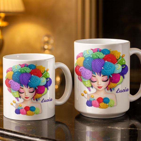 Celebrate Your Creative Spirit with Colorful Yarn and Needles - Personalized Custom Coffee Mug - HOB028_MG