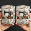 Celebrate Your Creativity With Sewing Machine And Floral Design - Personalized Custom Coffee Mug - HOB024_MG