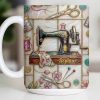 Celebrate Your Creativity With Sewing Machine And Floral Design - Personalized Custom Coffee Mug - HOB024_MG