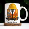 Celebrate Your Everyday Hero with This Engineer-Themed Coffee Mug Featuring Helmet, Tie, Vest, Tools - Personalized Custom Coffee Mug - GRAD298_MG