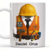 Celebrate Your Everyday Hero with This Engineer-Themed Coffee Mug Featuring Helmet, Tie, Vest, Tools - Personalized Custom Coffee Mug - GRAD298_MG