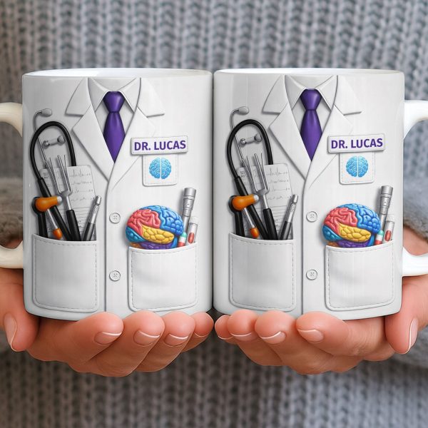 Celebrate Your Favorite Doctor With Stethoscope And Brain Model Mug - Personalized Custom Coffee Mug - DOC083_MG