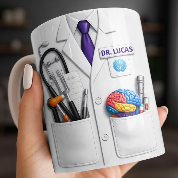 Celebrate Your Favorite Doctor With Stethoscope And Brain Model Mug - Personalized Custom Coffee Mug - DOC083_MG