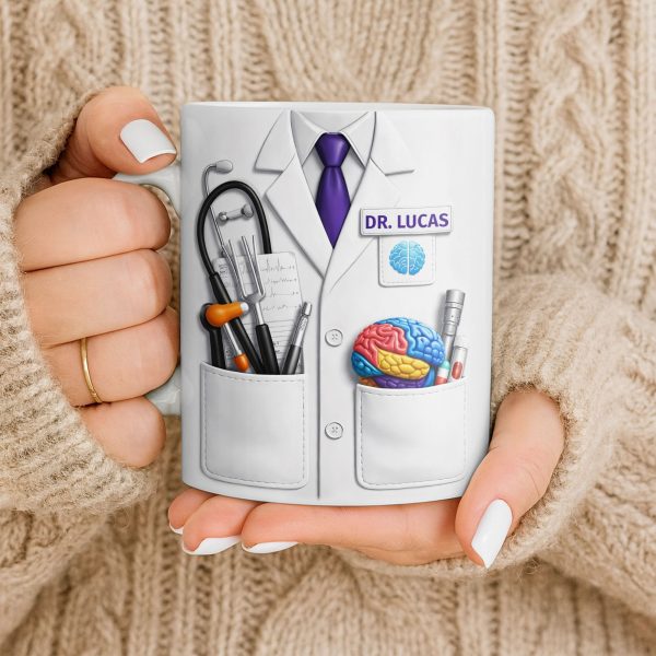 Celebrate Your Favorite Doctor With Stethoscope And Brain Model Mug - Personalized Custom Coffee Mug - DOC083_MG