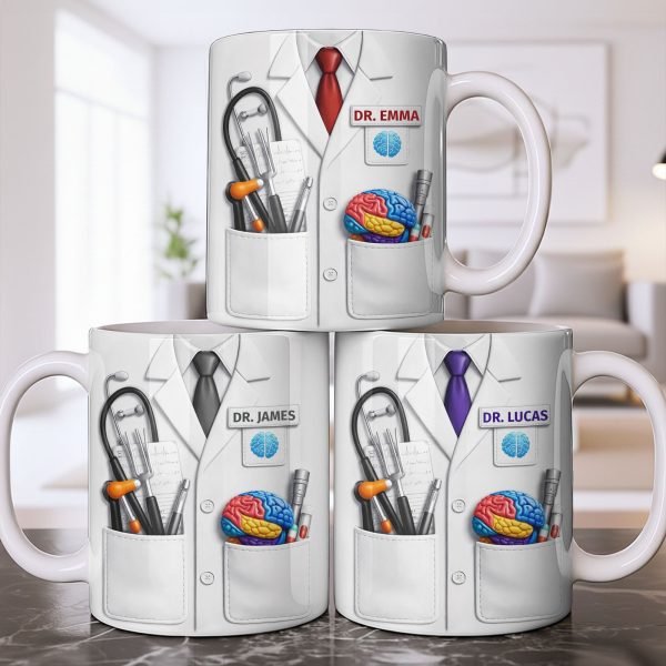 Celebrate Your Favorite Doctor With Stethoscope And Brain Model Mug - Personalized Custom Coffee Mug - DOC083_MG