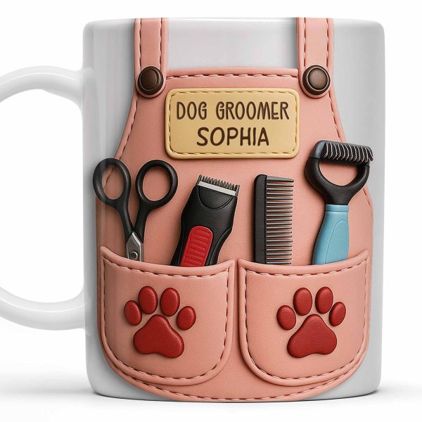 Celebrate Your Favorite Dog Groomer, Scissors And Paw Prints - Personalized Custom Coffee Mug - DOG063_MG