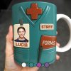 Celebrate Your Favorite Nurse, Medical Scrubs and ID Badge - Personalized Custom Coffee Mug - OFW011_MG