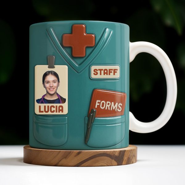 Celebrate Your Favorite Nurse, Medical Scrubs and ID Badge - Personalized Custom Coffee Mug - OFW011_MG