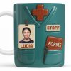 Celebrate Your Favorite Nurse, Medical Scrubs and ID Badge - Personalized Custom Coffee Mug - OFW011_MG