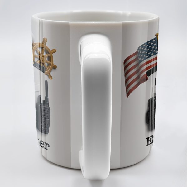 Celebrate Your Favorite Sailor, Navy Uniform and American Flag - Personalized Custom Coffee Mug - GRAD297_MG