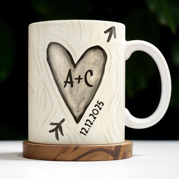 Celebrate Your Love Every Day With A Beautiful Heart Design - Personalized Custom Coffee Mug - CPL1156_MG