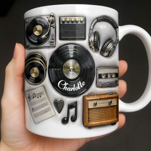 Celebrate Your Love for Classic Music Featuring Vintage Audio Equipment - Personalized Custom Coffee Mug - HOB029_MG